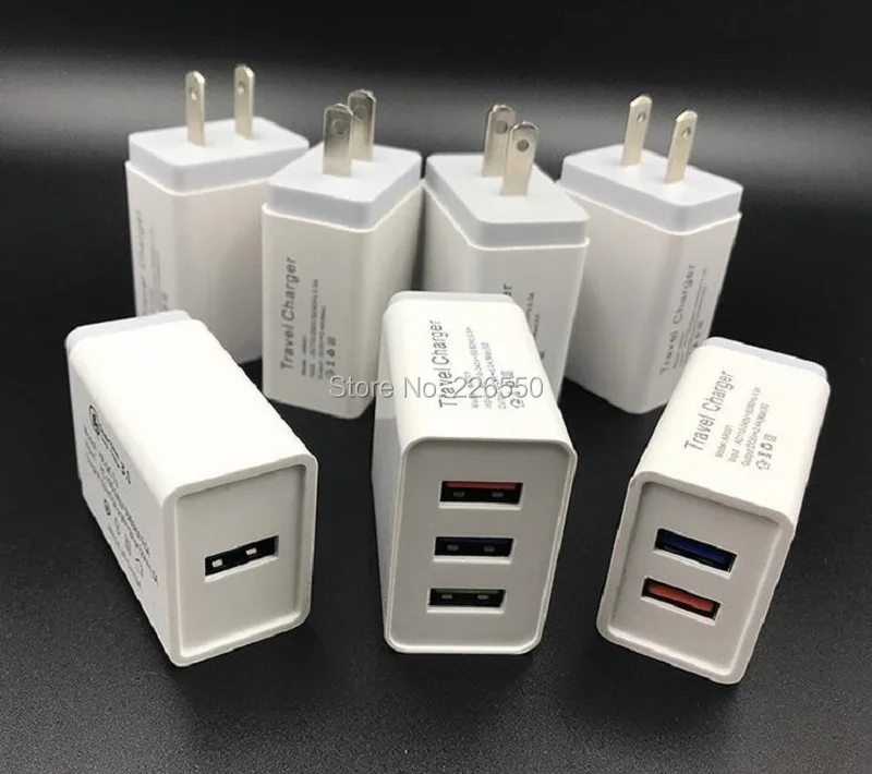 Быстрая скорость зарядное устройство 3 2 1 Usb порт США ЕС 2.4A AC адаптер питания настенное зарядное устройство для iphone 7 8 11 Ipod samsung android phone pc mp3