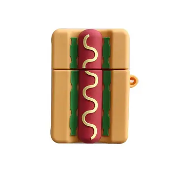 

Funny Sausage Hot Dog Pattern Soft Silicone Protective Cover Shockproof Case Skin for Airpods 1/2 Charging Box Accessoories