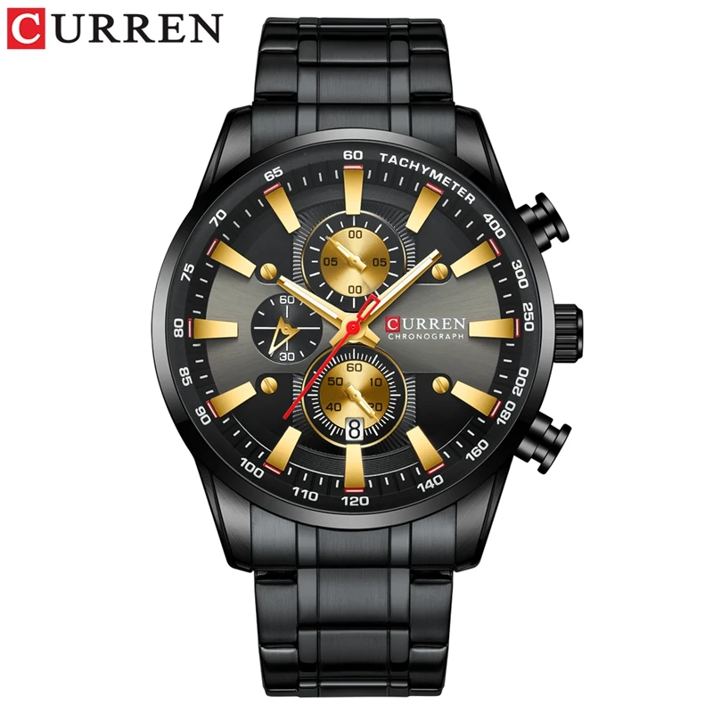 Black Band Curren, мужские часы, Лидирующий бренд, роскошные кварцевые наручные часы, синий цвет, нержавеющая сталь, часы, мужские часы, relogio masculino,, новинка 8351 - Цвет: Black Band