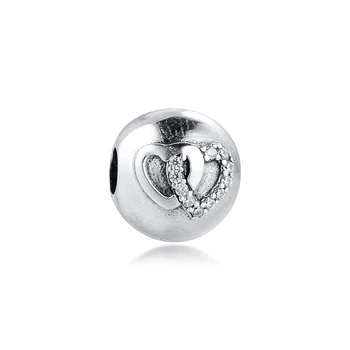 

Real 925 Sterling Silver Heart Bond Charm Clip Beads Fits Pandora Bracelet for Women DIY Charms Jewelry Making kralen pulseras