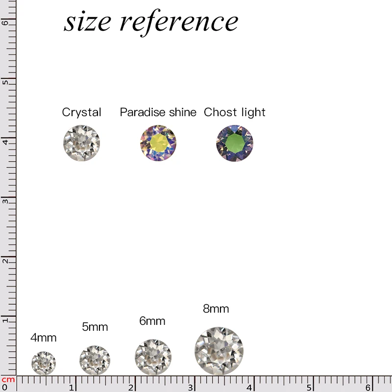 Description Picture 3 of itemAstrobox Diamond Round 4/5/6/7/8/10mm Cone Transparent Pointed Crystal Pointback Glue On Nail Art Rhinestones DIY Jewelry Making