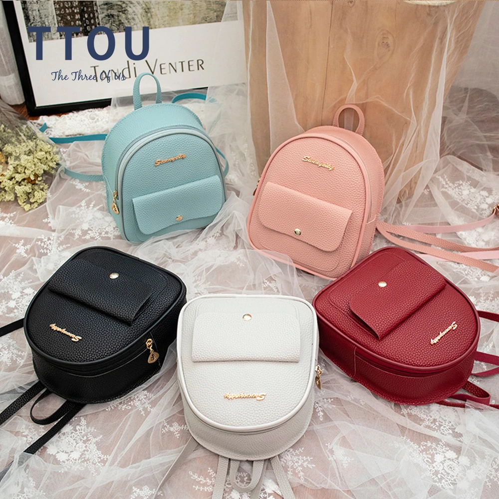 

Preppy Style Mini Backpack Women PU Leather Shoulder bag For Teenage Girls Multi-Function Small Bagpack Sweet Female Travel Bags