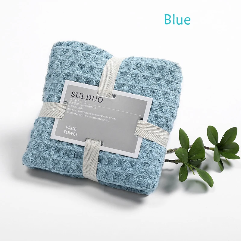 YIANSHU High Quality Towels Solid Color Waffle Household Soft Breathable Absorbent Bathroom Towels Kitchen Cleaning Towel - Цвет: blue