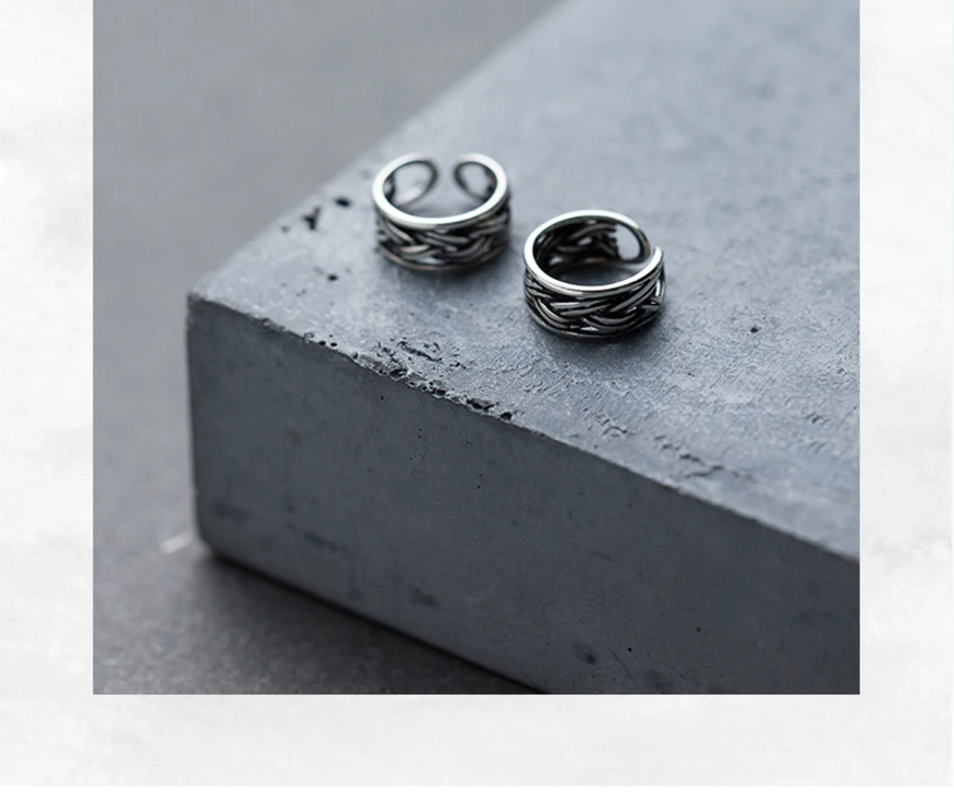 Knitted Antique Silver Ear Cuff for Women 925 Sterling Silver Clip on Earrings without Piercing Earcuff Zilver No Hole Earring (13)