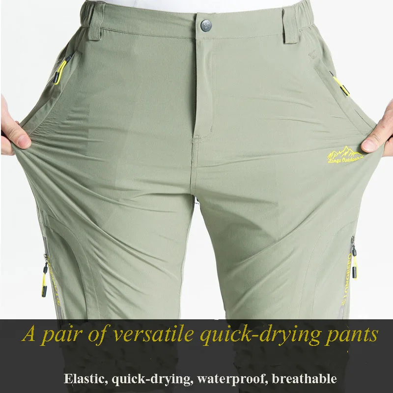 NUONEKO Mens Hiking Pants Tourism Camping Quick-Dry Summer Outdoor Sport Tactical Waterproof Wear-Resistant Cargo Trousers PNT02