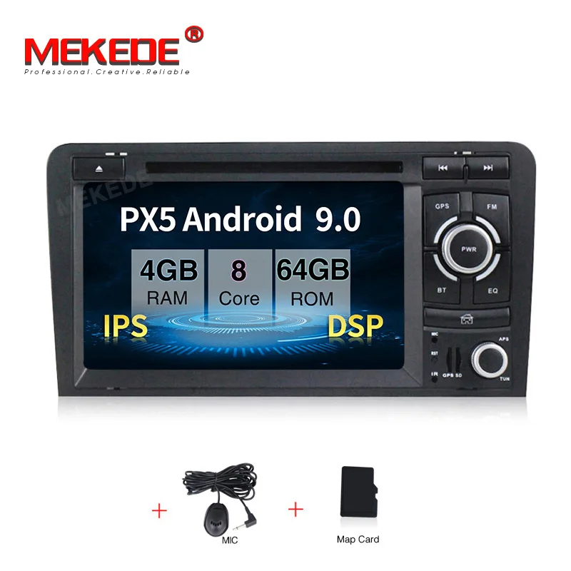 MEKEDE Восьмиядерный 4 64G ips DSP автомобильный 2 DIN dvd-радио GPS плеер для Audi A3 S3 2003-2013 авто мультимедиа экран навигации - Цвет: 64GCAR DVD