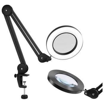 

LED Desk Lamp Table Magnifying Table Lamp Clip On Reading Light With Magnifier Flexible Neck Desk Light Eye Protection ReadLight
