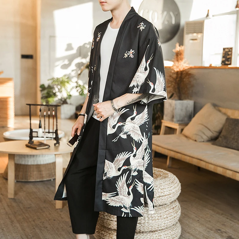 Yukata haori men Japanese kimono cardigan men samurai costume clothing kimono jacket mens shirt yukata haori
