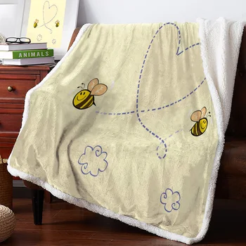 

Bee Yellow Animal Art Creative CuteNew Winter Warm Blanket Office Plush Blanket Bedspreads Quilt Drop Ship
