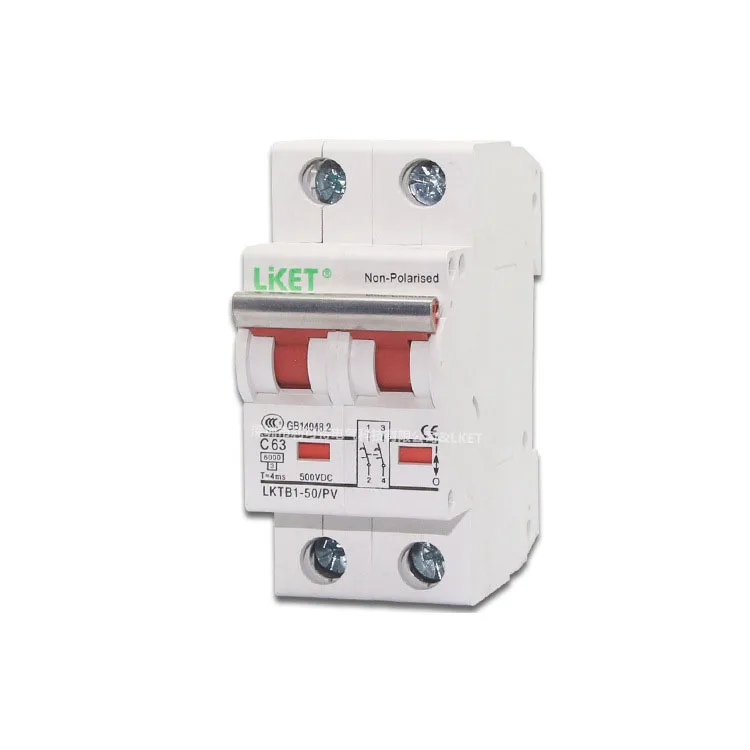 

Dc Circuit Breaker Photovoltaic DC Switch 2P DC500V 10-63A For Dc Air Open Photovoltaic Power Generation LKTB1-50/PV