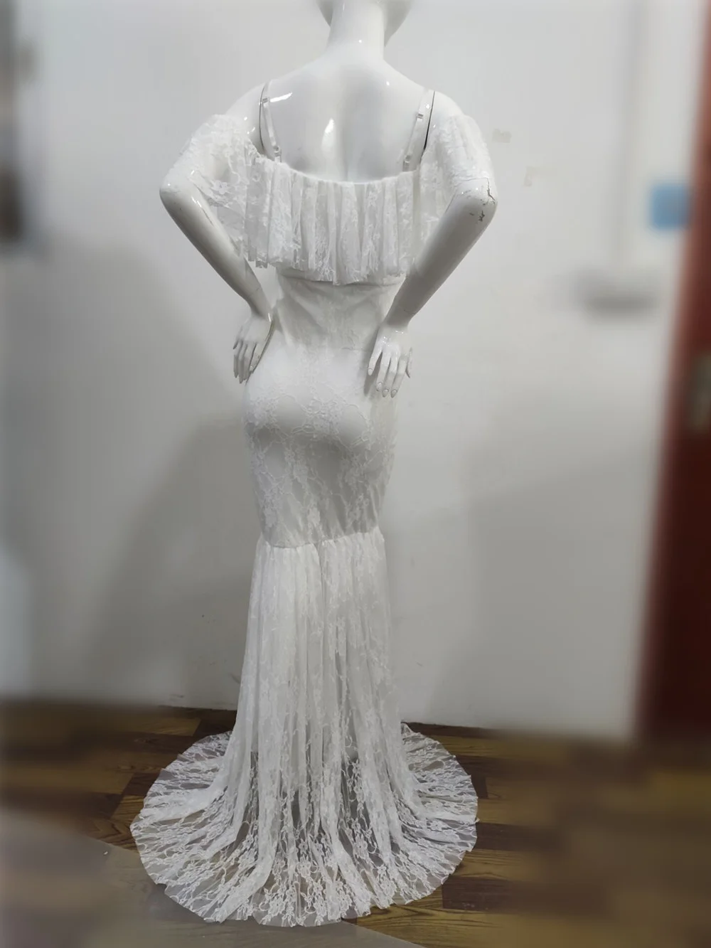 Lace Fancy Women Dress Maternity Photography Props Off Shoulder Pregnancy Dresses Ruffles Maternity Gown Clothes For Photo Shoot (17)