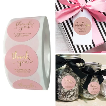 

500pcs/roll Professional Self Adhesive Sealing Thank You Sticker Gift Packaging Party For Business Decorative Foil Envelope