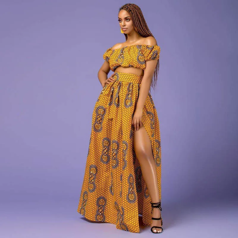 

2019 Maxi Skirt Women Jupe Longue High Waist Vintage Long Skirt Elastic African Print Slim Pleated Women Skirts And Tops Falda