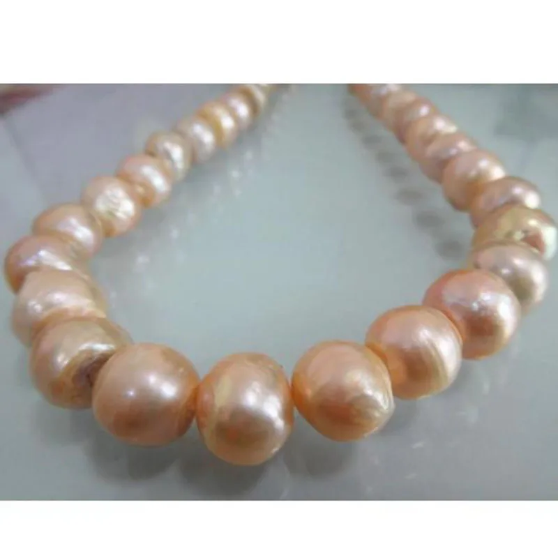 

HUGE 18"15MM SOUTH SEA GENUINE GOLD PINK MULTICOLOR PEARL NECKLACE 925 silver jj