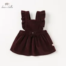 DB11842-2 dave bella/осеннее однотонное платье-майка принцессы с бантом для маленьких девочек детское модное праздничное платье детская одежда в стиле «лолита»