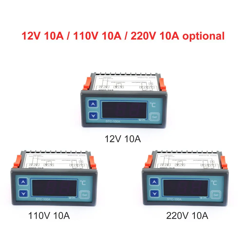 Цифровой регулятор температуры, термостат для холодильника, терморегулятор, датчик термопары, STC-100A