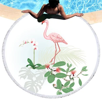 

Lychee Flamingo Printed Round Beach Towel Microfibre Beach Towel Wearable Soft Towel Beach Accessories
