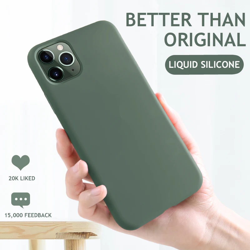 Original Official Liquid Silicone for iPhone 11 Case on the Pro Max Soft Phone Cover Midnight Green | Мобильные телефоны и