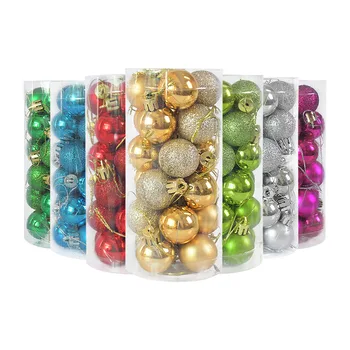 

3cm Christmas Balls Gold Silver Red Christmas Tree Ornament Hanging Ball Plastic Christmas Tree Ball Chritmas Party Home Decor