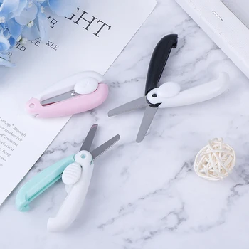 

New random telescopic Mini portable scissors Student child safety stationery cut paper scissors School kids gifts
