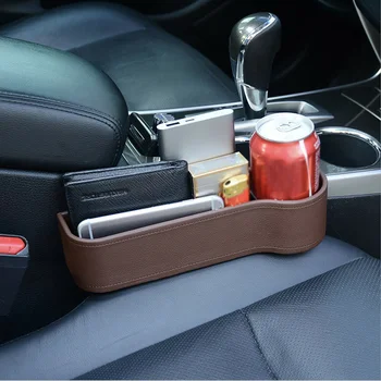 

2pcs Seat Gap Storage Box Car Catcher Filler Organizer ABS Brown 26*17*20cm