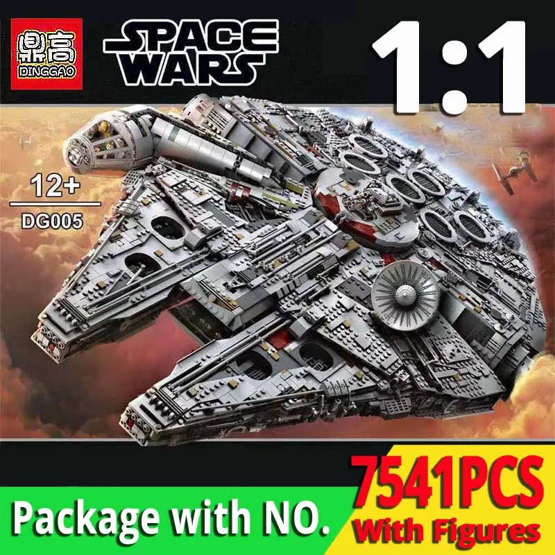 

DG005 7541PCS millenniums falcons 1:1 legoinglys MOC 75192 model building kits star Wars toys for Children birthday gift blocks