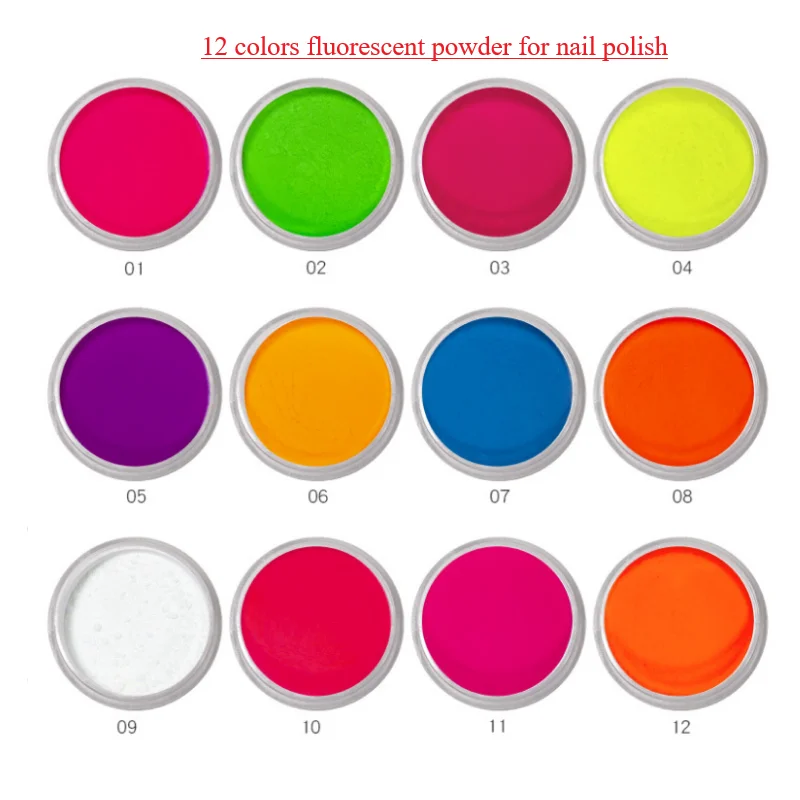12 colors set 12 шт./компл. неоновый пигмент порошковый флуоресцентный лак для ногтей - Цвет: 12 colors set