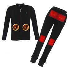 Зимнее термобелье умный электрический комплект нижнего белья для мужчин и женщин зима 2 шт зарядка САМОНАГРЕВАЮЩАЯСЯ одежда футболки+ брюки