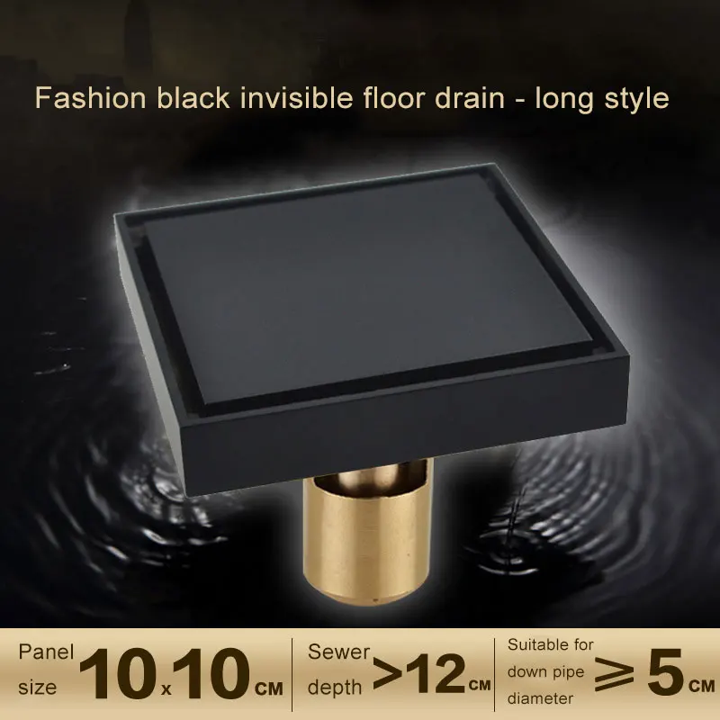 European And American Style Deodorant Copper Floor Drain Bathroom Shower Drain Square Floor Drainage Invisible Floor Drain - Цвет: Deepen C