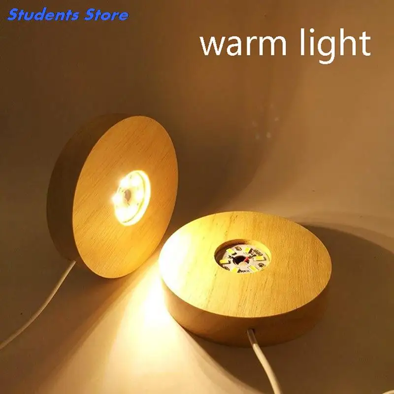 New Wood Light Base Rechargeable Remote Control Wooden LED Light Rotating Display Stand Lamp Holder Lamp Base Art Ornament New