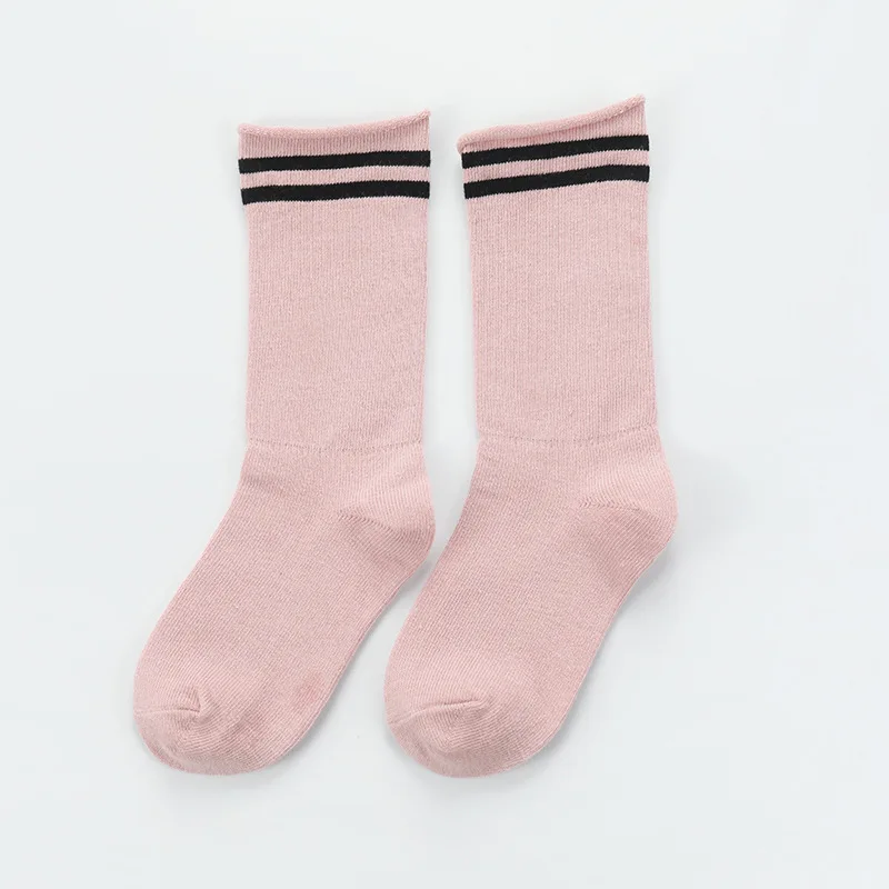 Детские носки для мальчиков и девочек новые детские носки на осень и зиму хлопковые носки с параллельными полосками носки для малышей удобные для От 1 до 10 лет - Цвет: Pink
