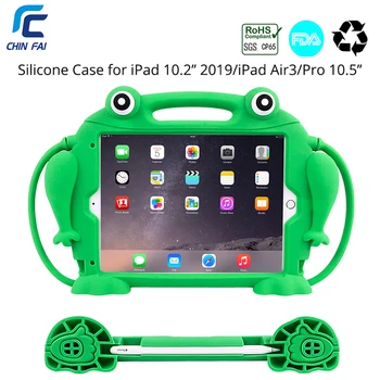 

CHINFAI Silicone Case for 2019 iPad 7th 10.2 Kid Friendly Shockproof Washable Protective Case for iPad Pro Air 10.5'' With Strap