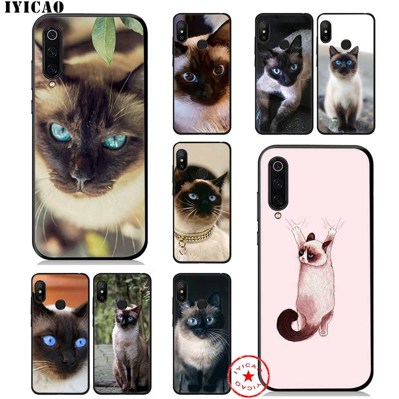 IYICAO милые сиамская кошка мягкий чехол для Xiaomi mi A3 A2 A1 CC9 CC9E 9T 9 8 6 SE Lite рro F1 макс 3 5X 6X