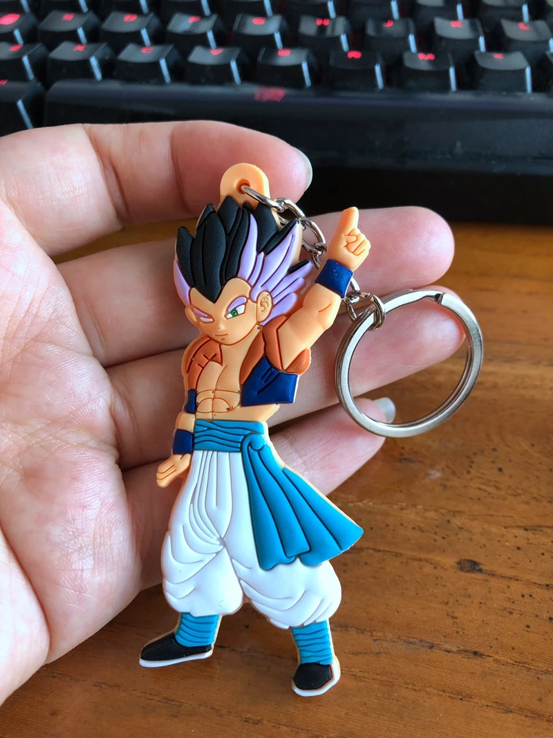 Dragon Ball Z Son Goku, супер ПВХ детали, рисунок, милый кулон, украшение, унисекс, сумка, цепочка, подвески, брелок для ключей - Цвет: Тёмно-синий
