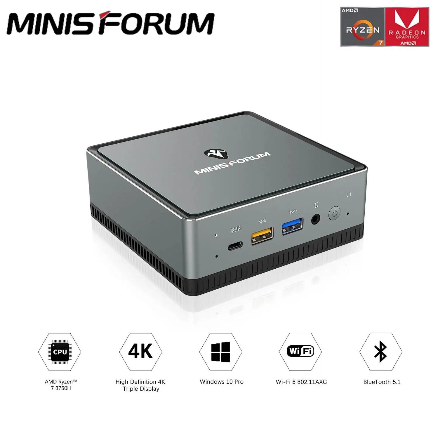 MINISFORUM UM250 Mini PC caja de 16GB a 512GB AMD Ryzen 5 PRO 2500U 4 núcleos WIFI 6 BT5.1 Windows 10 Pro de la PC de la computadora PK Beelink GTR