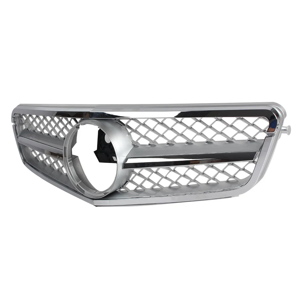 Автомобильная Передняя решетка для Mercedes Benz W204 c-класс C180 C200 C260 C63 2007 2008 2009 2010 2011 2012 2013 серебро w/эмблема