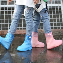 Chaussures unisexes imperméables pour enfants, couvre chaussures de pluie pour garçons/filles, couvre chaussures antidérapantes avec bouton pour enfants 