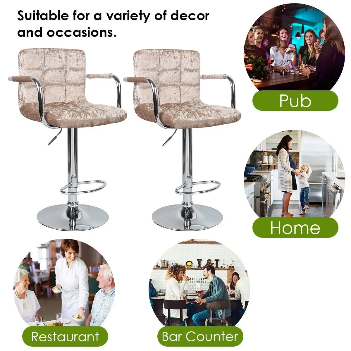 Bar Stools Set of 2pcs/set Counter Height Adjustable Velvet Swivel Dining Chair bar chair Crushed Velvet Breakfast Bar Stool
Bar Stools Set of 2pcs/set Counter Height Adjustable Velvet Swivel Dining Chair bar chair Crushed Velvet Breakfast Bar Stool