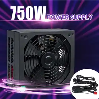 

750W PC Power Supply 110-230V For Computer Full module active PSU ATX 12V PFC 24Pin 4 SATA/ATX 14cm Quiet LED Fan For BTC