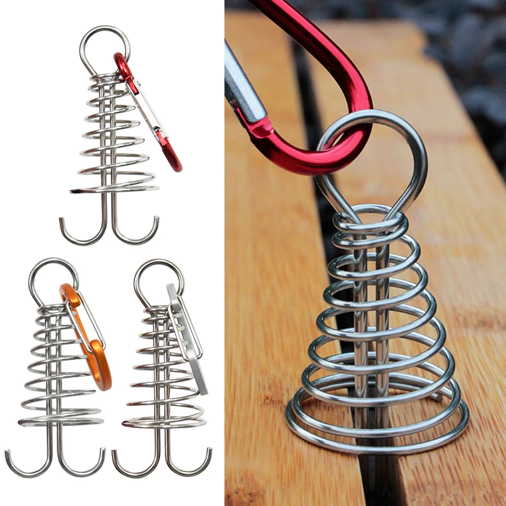 10pcs Plank Floor Spring Nails Aluminum Windproof Outdoor Awning Camping Tent Fixed Hook Buckle Equipment Accessories | Спорт и