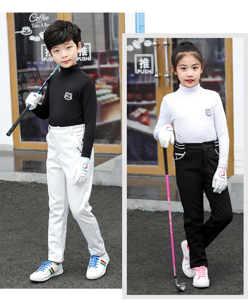 Зимние теплые рубашки для гольфа для мальчиков и девочек; детское бархатное нижнее белье с длинными рукавами; спортивная одежда; D0853