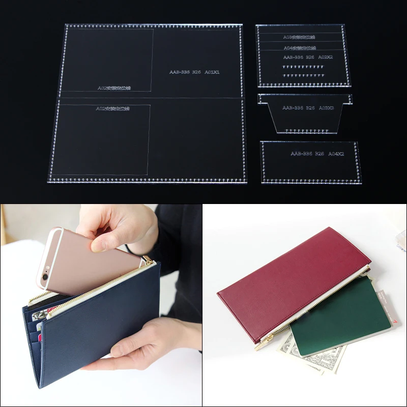 

1Set DIY Acrylic Template New Retro Classic Women's Long Wallet Card Package Leather Craft Pattern DIY Stencil Sewing Pattern