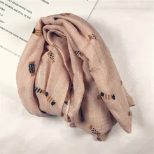 Детский шарф на раннюю осень, детский хлопковый и льняной шарф с принтом лисы, мягкий шарф для малышей, 1 шт