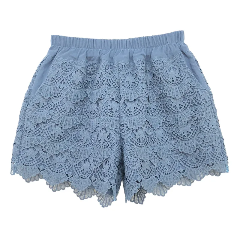 2020 Summer Spring  Women Lace Casual Shorts Loose  Femmes Dentelle Short Solid
