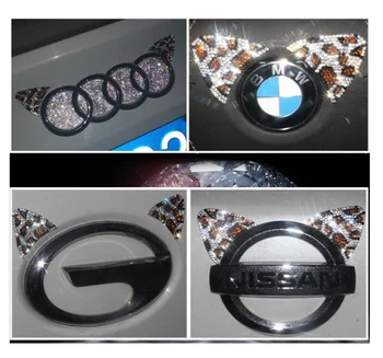 

LEFT SIDE Crystal Diamond Leopard Cat Ear Car Sticker Cute Personality Modified Diamond Sticker