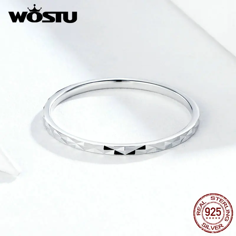 WOSTU Новое поступление Настоящее 925 пробы Серебряное минималистское кольцо Горячая Мода CZ кольца для женщин ювелирное изделие подарок BKR586