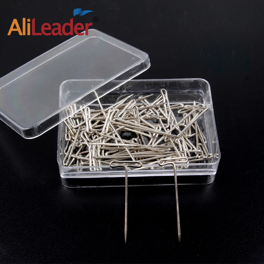 Alileader T pines hacer peluca herramientas largo T pines para hacer peluca en espuma de Maniquí de plata la cabeza de Tpins herramientas para pelucas 50 unids/caja