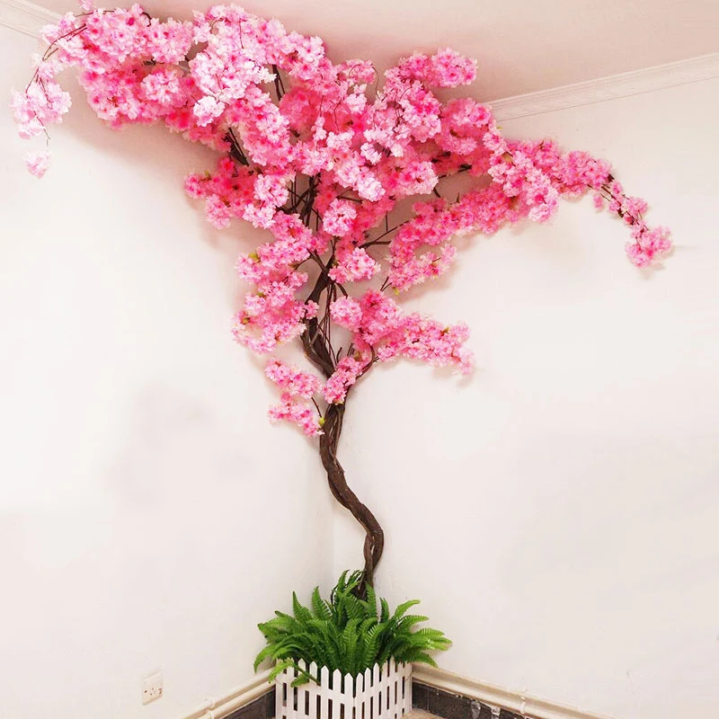 Simulation Plant Cherry Blossoms Rattan Fake Plants 1pc Garland Backdrop Hanging