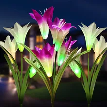 2 шт. светодиодный солнечный свет Открытый водонепроницаемый солнечный светильник для украшения сада цветок лилии 7 цветов Изменение свадьбы Рождество