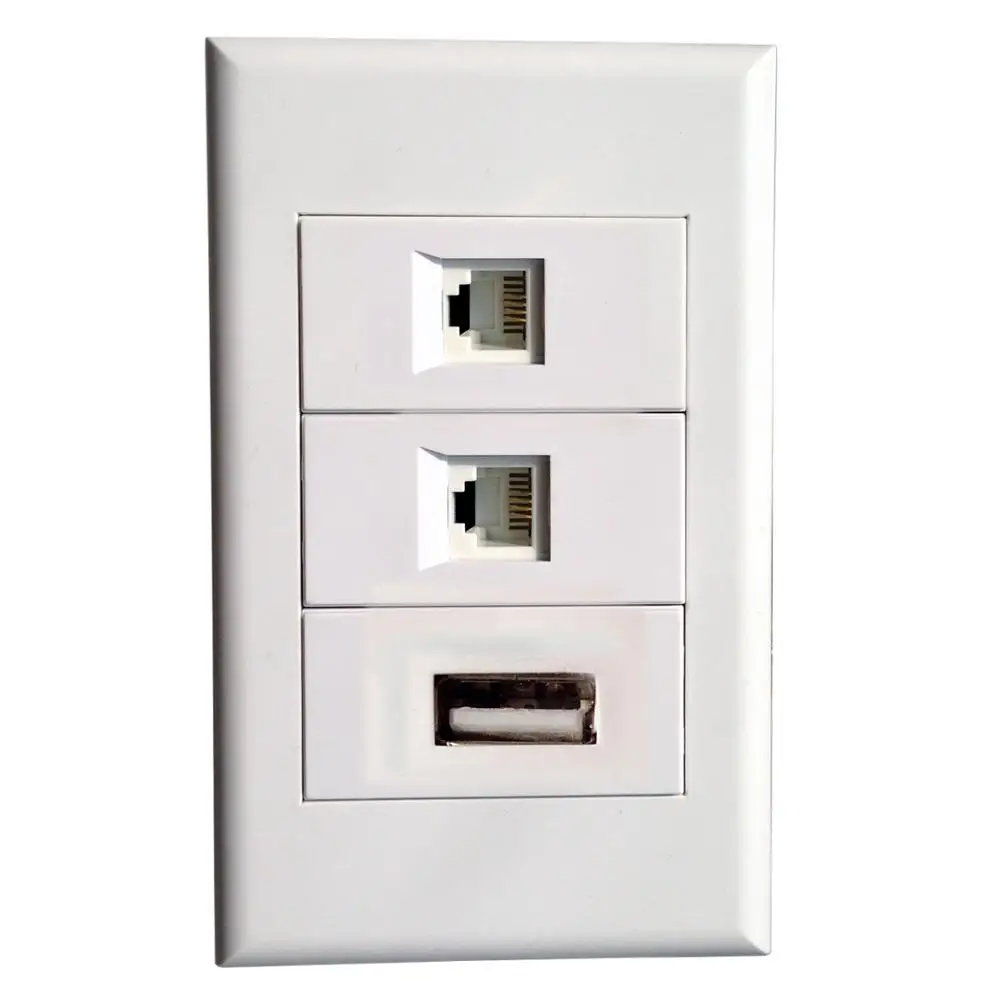 Настенная пластина с 2 портами RJ11 + USB телефонная система Cat3 PSTN Keystone Cat6 рабочая